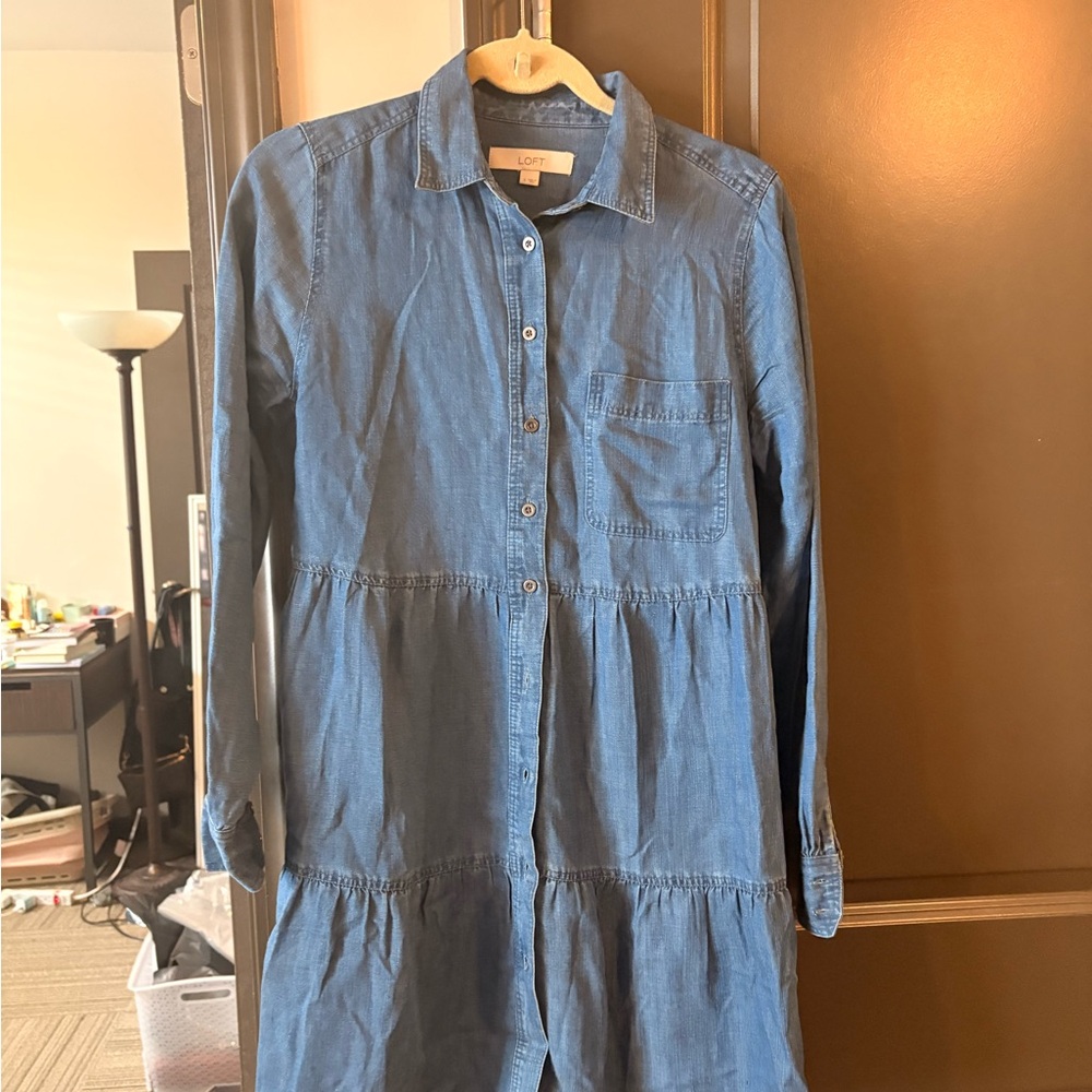 LOFT Chambray Shirt Dress